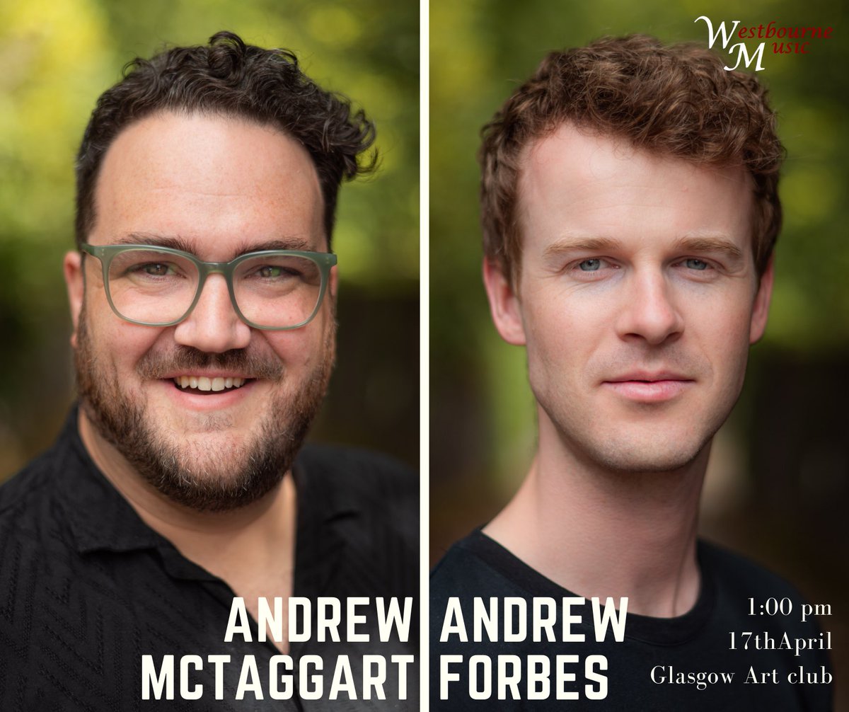 Delighted to have @MusicMcTaggart and Andrew Forbes at Westbourne next week. 17th April | 1-2pm | @GlasgowArtClub Tickets: tinyurl.com/AAWB17