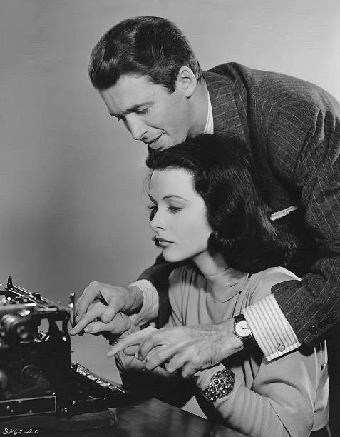 As smart as Hedy was I doubt she needed assistance typing from Jah jah james steeewart . #HedyLamarr and #JimmyStewart