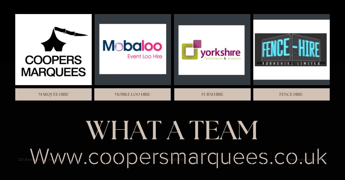 What a winning formula. Covering your event needs. Contact our office on 01759 380190 #coopersmarquees #marqueehire #mobaloo #fencehire #yorkshirefurnitureevents <a href="/CoopersMarquees/">Coopers Marquees</a> <a href="/HireFence/">Fence-Hire</a> <a href="/yfevents/">y f events</a>