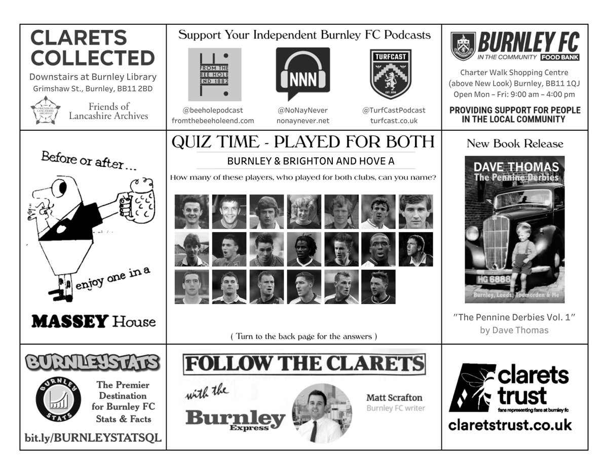 📚 Ahead of Burnley v Brighton this weekend Please view and share my latest creation: Full PDF Download 🔗 bit.ly/BFCHP-2324-BHA This 8 page 'Heritage Match Brochure' includes past match results, headlines, player connections, quizzes & much more #BURBHA #BurnleyFC #Clarets