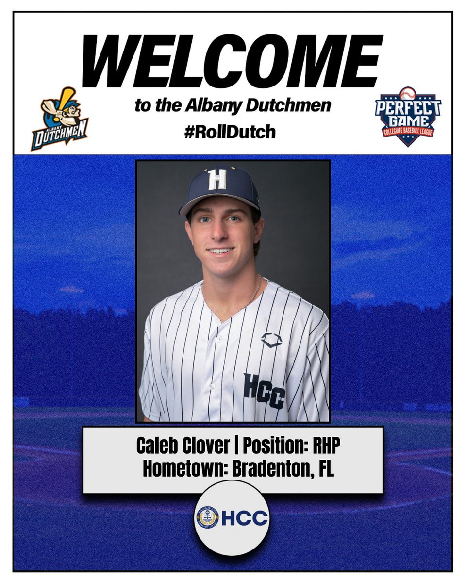 WELCOME TO THE DUTCH

@bescobar2024 (@XavierBASE)

@ajhicks16 (@ccsubaseball)

@GraingerWest (@UWABaseball1)

@clover_caleb (@HCCFL_Baseball)

Thrilled to welcome these four to the mound in Albany this summer!

#RollDutch