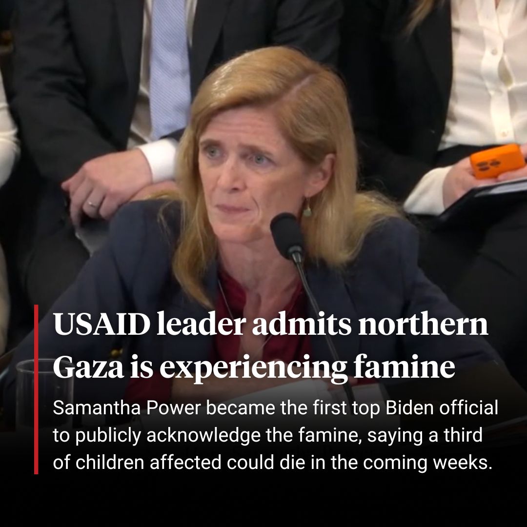 On Wednesday, Samantha Power, head of USAID, became the first top Biden administration official to publicly acknowledge that famine is present in northern Gaza. She was questioned by House Democrat Joaquin Castro during a congressional hearing.