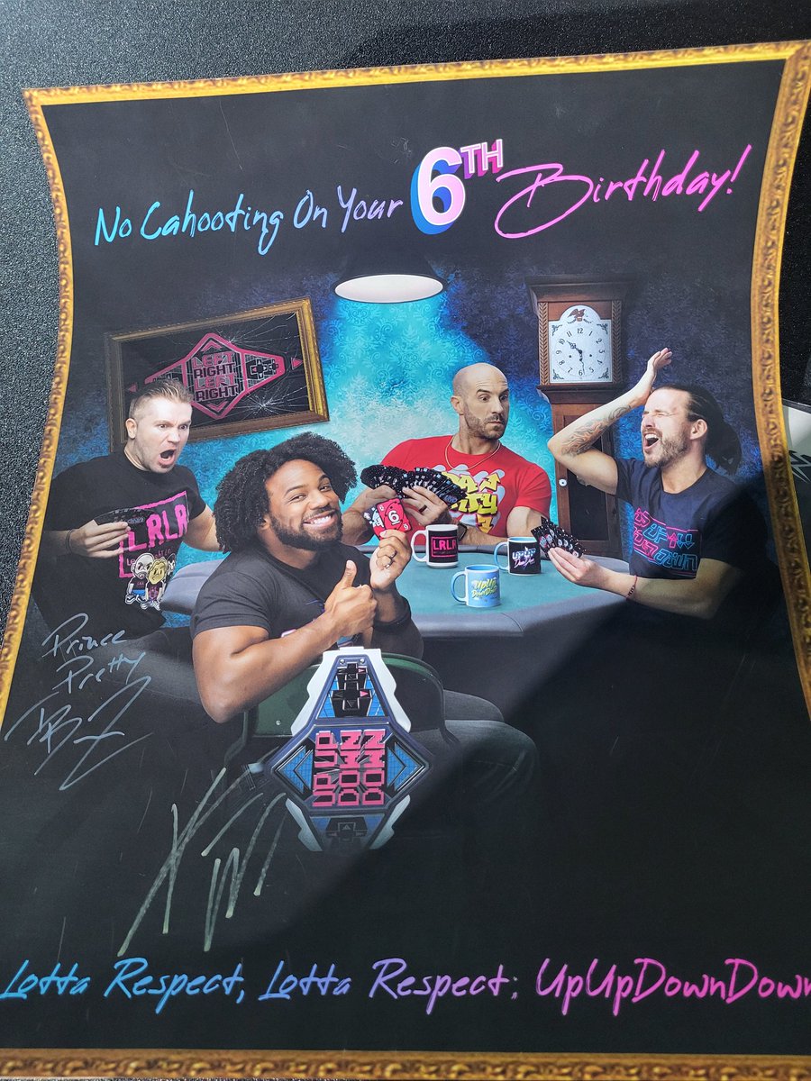 Went to WWE World on Monday for 1 reason & was not disappointed. I got @AustinCreedWins to sign my #daparty poster. I already had @MmmGorgeous on there, so I just need @ClaudioCSRO & @AdamColePro. Meeting Creed was an awesome experience & a great way to end #WrestleMania weekend.