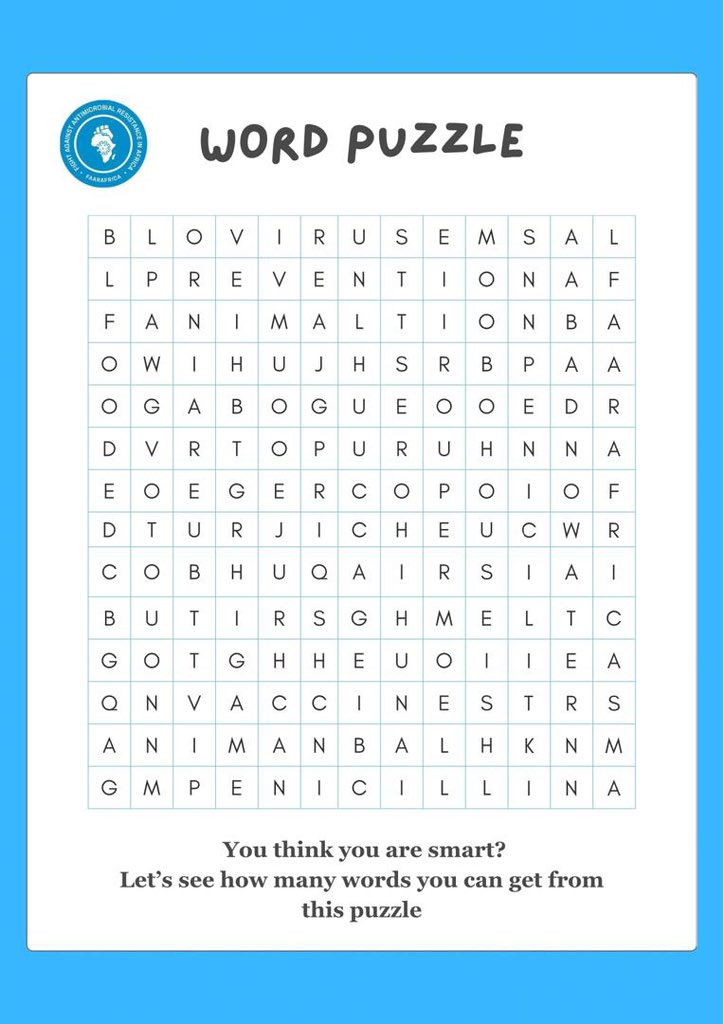 Think you can crack this word puzzle 🧩🤔 Let’s know how many words you find 🧐 #faarafrica #antimicrobialresistance #faarafricapuzzle #wordpuzzle