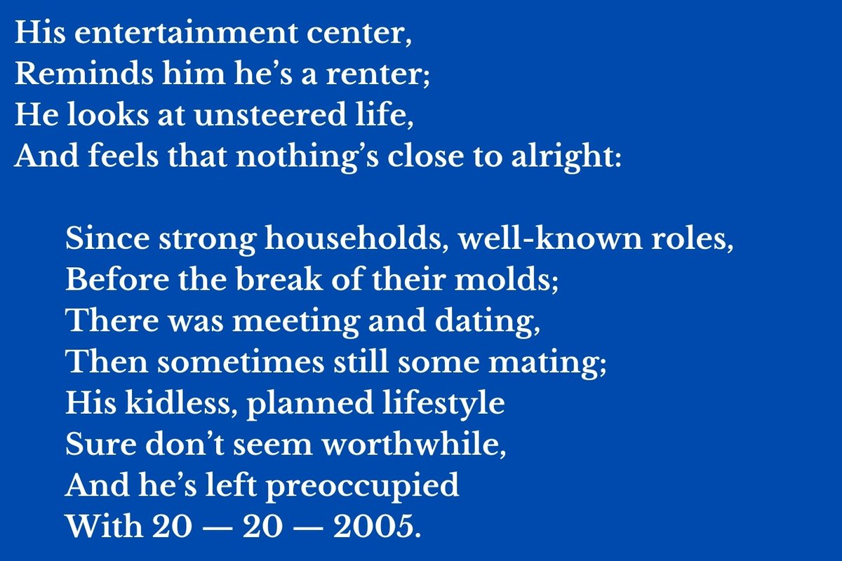 #quote from '2005, in Deux (By Two)' by @StewartBerg

A lament toward the giving up of the ideal.

#poetrytwitter #poetrycommunity #BookTwitter #booktwt #poetrylovers #AuthorsOfTwitter #PoemADay #LiteraturePosts #AuthorUpROAR #authorcommunity #authorscommunity #PoemSociety #POEMS