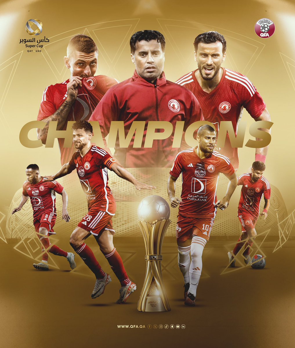 Al-Arabi Club is the champion of the #Qatar_UAE_Super_Cup 🏆. Congratulations to Al-Arabi fans👏⚪️🔴.