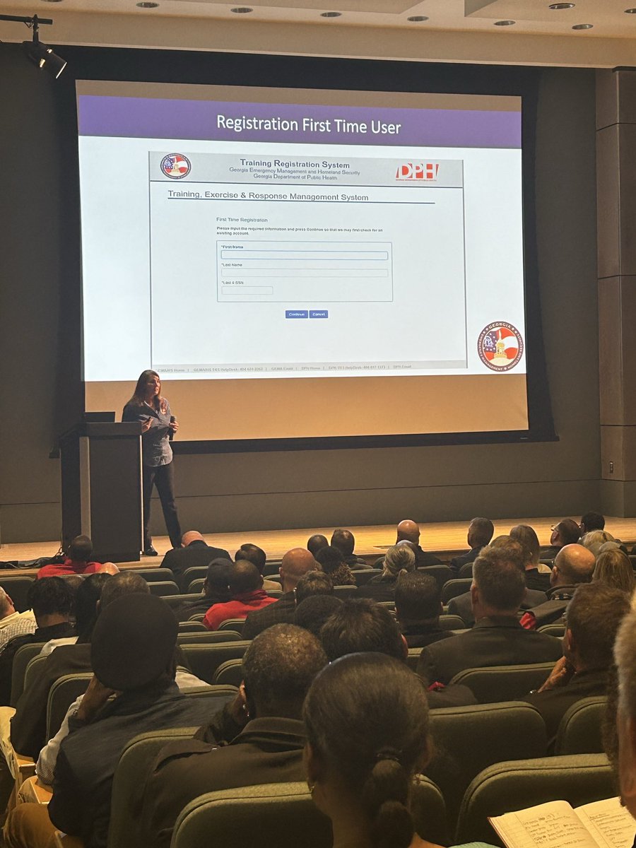 GEMA/HS Training and Exercise Manager, Melissa Slocumb, presented to about 150 participants from GEMA/HS and other state and local agencies about training in preparation for the College Football Championship and FIFA World Cup at the Georgia World Congress Center.