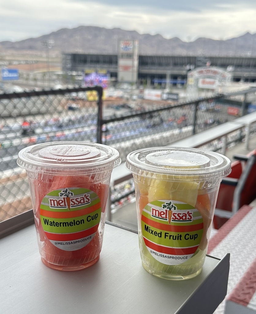 Checking in from @LVMotorSpeedway for @NHRA Day 1! 🏎️☀️🥥🍉 Grab something refreshing and try to stay cool out there! Find drinking coconuts, fruit cups & more at the Trackside-To-Go concession stand! #MelissasProduce #HealthyOptions #NHRA #LVMS #SpeedForAll #VegasNats