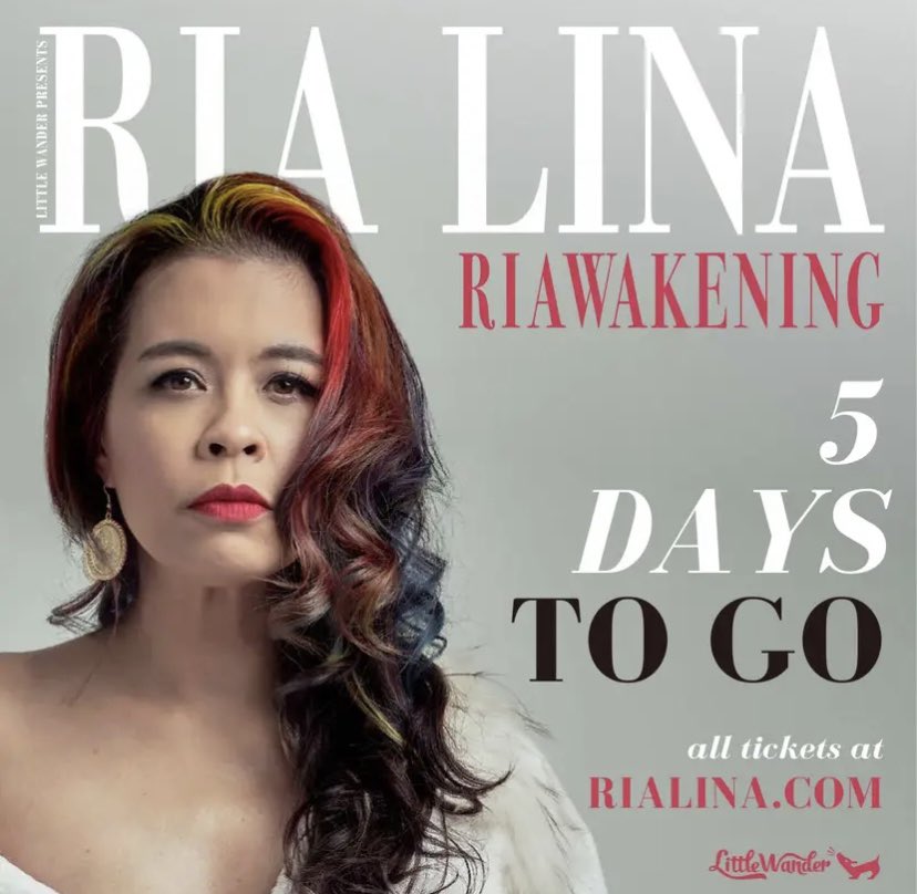 Just 5 days to go. Ria Lina in Nottingham - Wednesday 17th April - wegottickets.com/event/597365