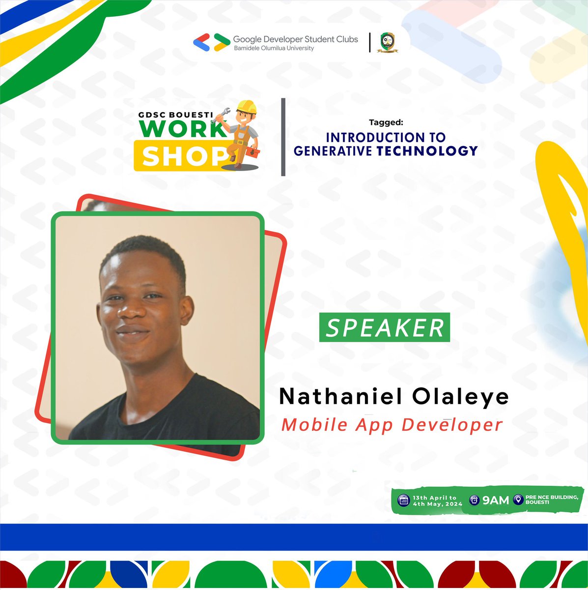 Meet our speaker ✨
Olaleye  Nathaniel Oluwatosin (Nannoy) is a versatile software engineer hailing from Nigeria with a passion for crafting innovative solutions. Specializing in Flutter with Dart, Laravel with PHP, and the exciting realm of robotics engineering with Arduino.