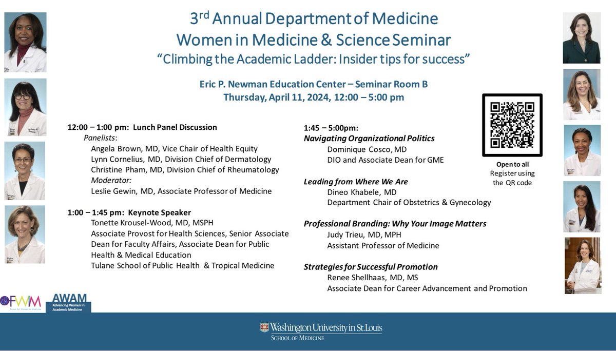 Inspiring presentations and insights from panelists and speakers at the 3rd annual @WUDeptMedicine #WomenInMedicine&Science seminar. Thank you to our speakers & everyone that attended! #MedTwitter #WashU