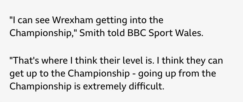 I’m always amused by statements about clubs’ levels’. They have played just 4 seasons at the Championship level in 147 years. Less that 3% of their history