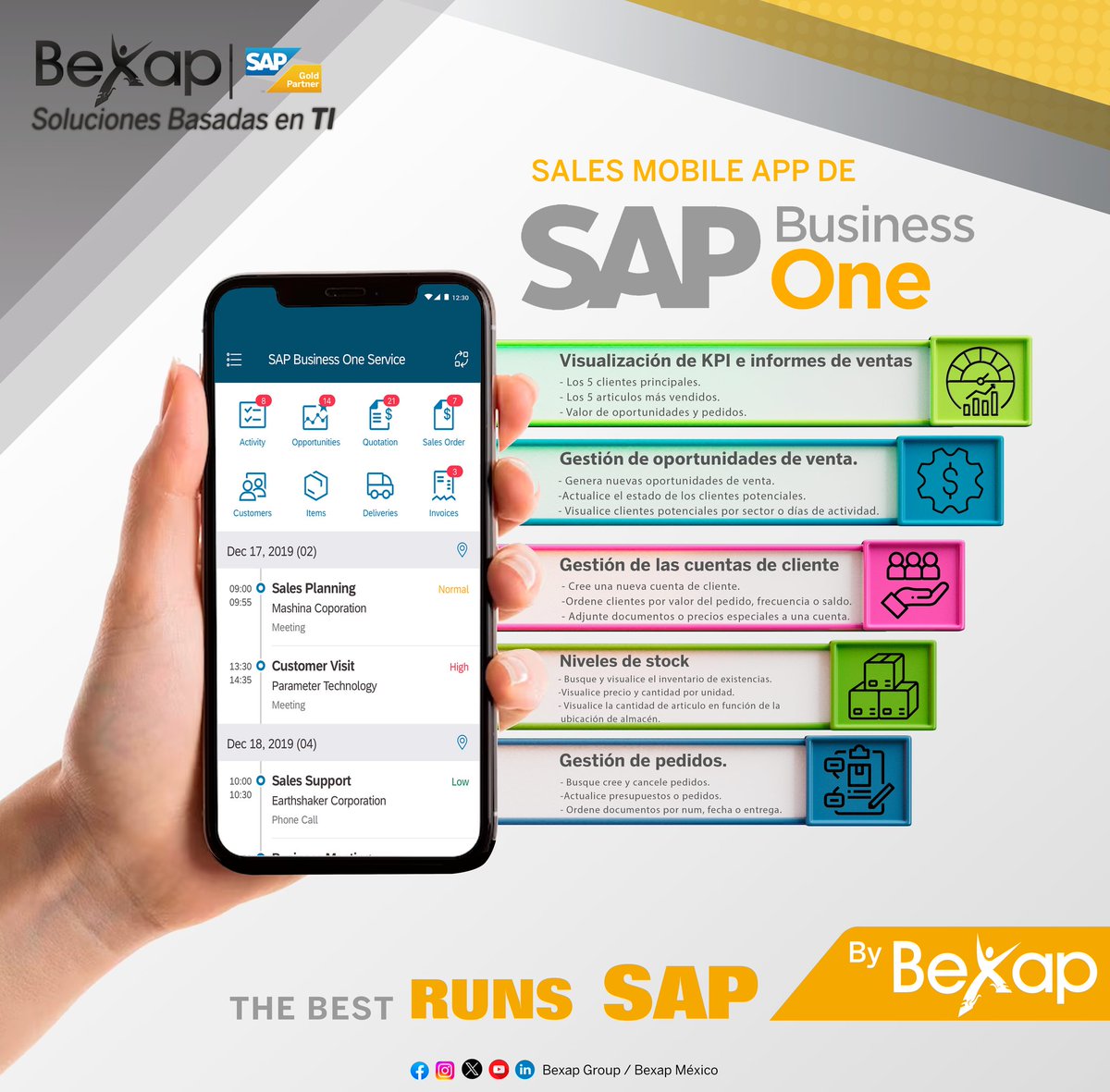 BexapGroup's tweet image. ¿Quieres llevar el poder de SAP
Business One contigo a todas partes? ¡Con la app
móvil de ventas integrada, puedes hacerlo!
💼✨ #SAPB1 #SalesApp #MovilidadEmpresarial
#NegocioEnMovimiento
