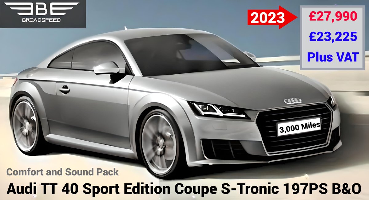 £27,990 | Audi TT Coupe 40 TFSi Sport Edition S-Tronic | 2023 and ~3,000 Miles | Next to New | Service Incl | Audi Warranty 2026 | or... '23 Audi TT 40 Black Ed ~4k Mls from £29,990 | Comfort & Sound Pack Adds £1,000 | PCP from 8.9% APR | Loan from 4.9% APR | STA | PX | Fee £199