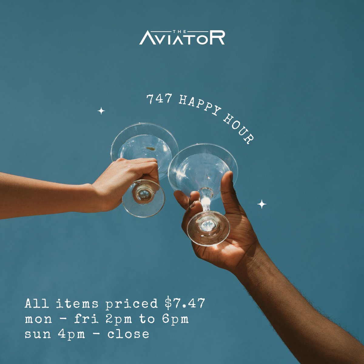✈️ 747 HAPPY HOUR ✈️ ALL Happy Hour menu items are $7.47! YES… ONLY $7.47! This menu includes both food + drinks! 🥂 To see the full menu, please visit: aviatorpubcleveland.com/menu/happy-hou…