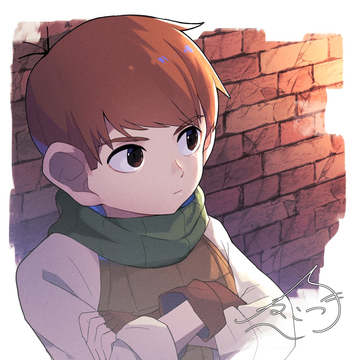 solo short hair shirt brown hair long sleeves 1boy gloves  illustration images