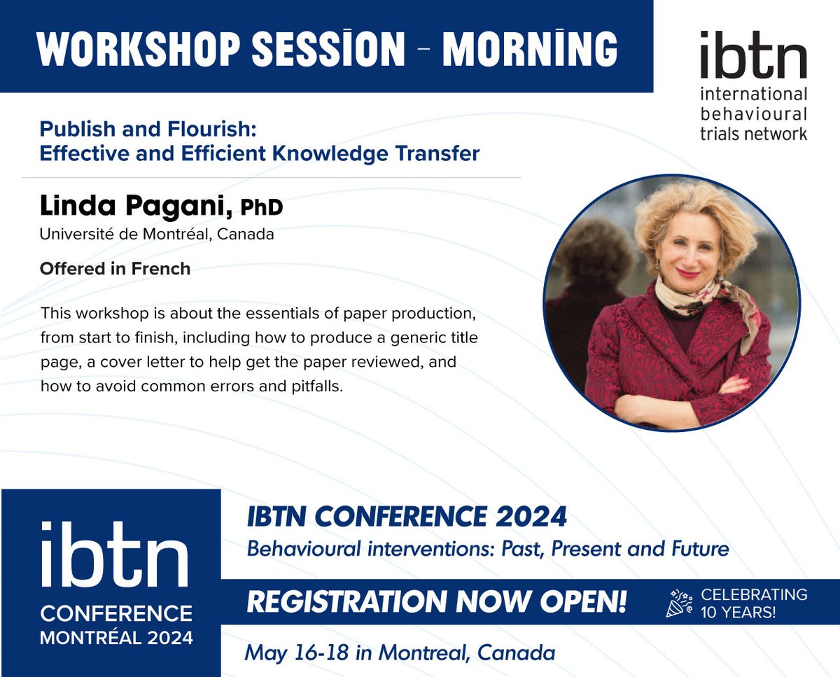 Want to learn with some of the biggest names in the field?

Workshop opportunities you *cannot* miss !

📢💥REGISTER for #IBTN2024 until April 26!

ibtnetwork.org/conference/202…

#behaviourchange #behavioralhealth #behavioralscience #behavioralmedicine
#conference