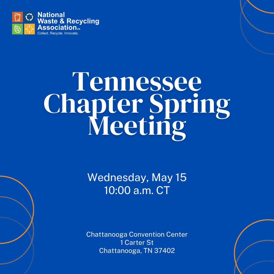 Join NWRA's TN Chapter for its Spring Meeting on May 15 in Chattanooga! This gathering presents an excellent opportunity for industry members to come together, share insights & collaborate on important matters pertaining to the waste & recycling industry. tinyurl.com/2p3v73yw