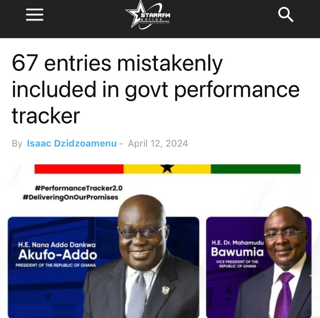 Same issues with their ‘Delivery Tracker’ last four years..this govt really takes Ghanaians for granted, hmm..