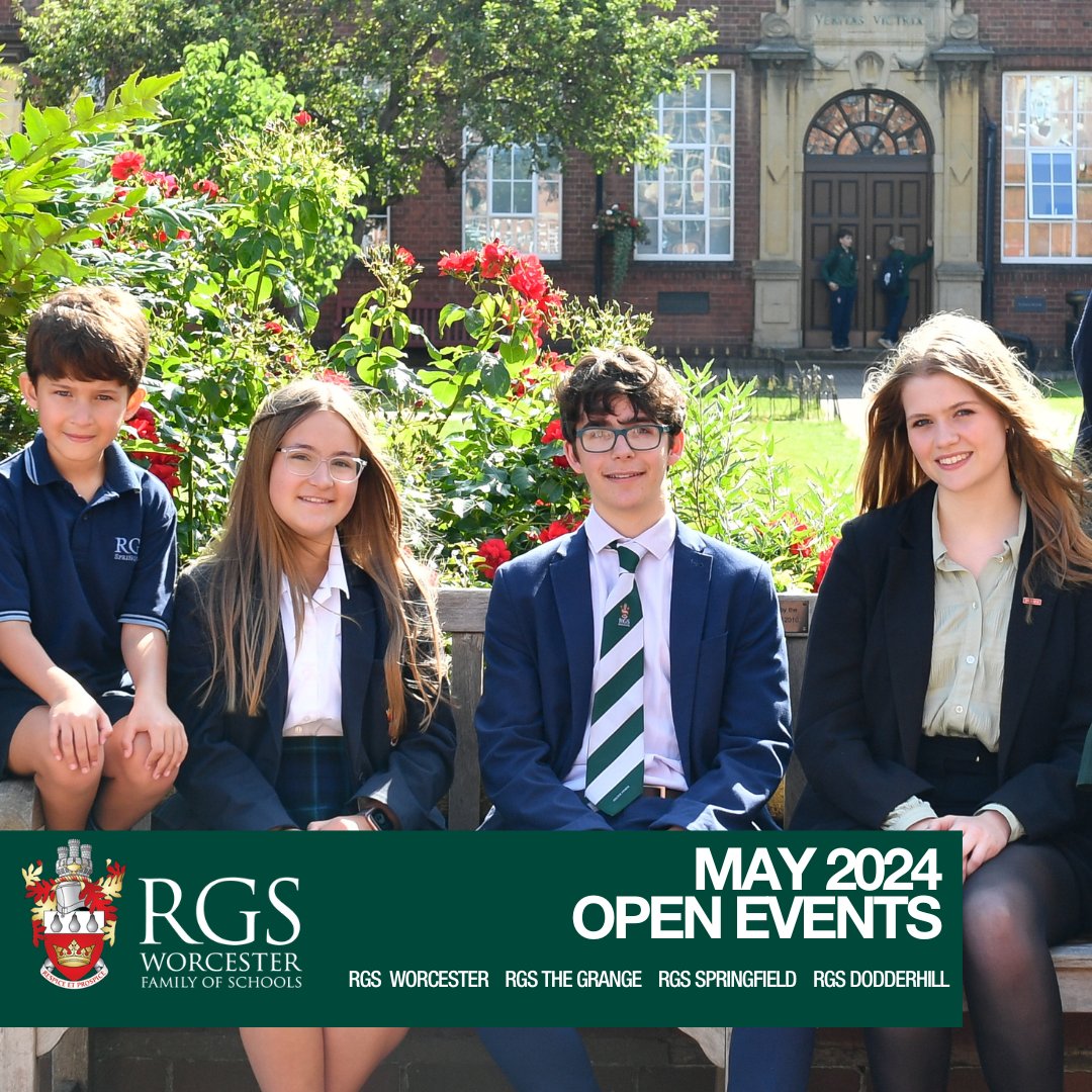 The RGS Worcester Family of Schools are holding Open Events in May: RGS Dodderhill – Open Week 7-10 May 2024 RGS The Grange – Open Morning 11 May 2024 RGS Worcester – Open Weeks 13-17 May and 20-24 May 2024 RGS Springfield – Open Week 13-17 May 2024 rgsw.org.uk