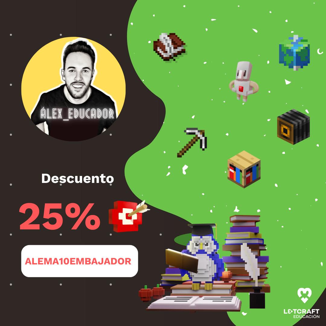 Conoces los cursos sobre Minecraft Education para docentes de <a href="/L3TCRAFT_EDU/">Letcraft Educación</a>?  Si quieres aprender a usar la herramienta desde cero puedes empezar con
“Primeros pasos con Minecraft Education”. Con un 25% de descuento con el código: ALEMA10EMBAJADOR

l3tcrafteducacion.com/cursos/