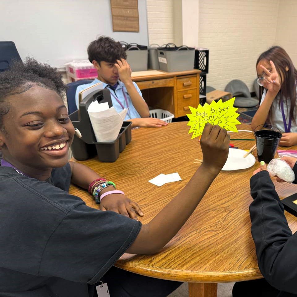 Students in @MicheleReece5's 6th grade social studies honors students creating a “product” to sell from random things. #TeamECISD #HornedFrogStrong #BowieMSOdessa #HighExpectations #Opportunity #StrongInstruction #BowieMSSocialStudiesignificance