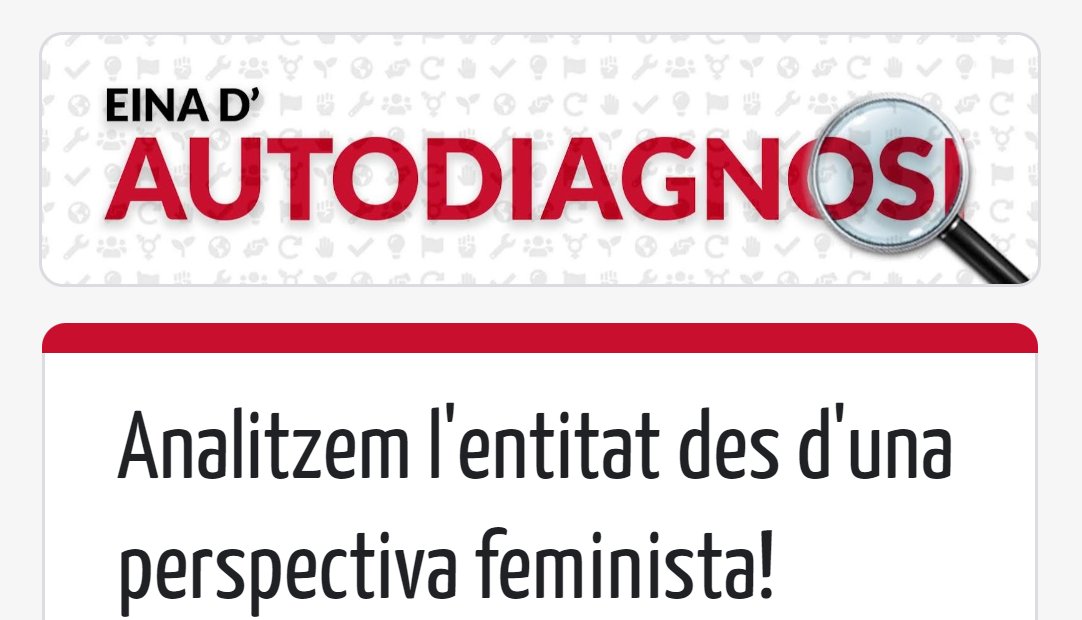 🔛Voleu saber en quin punt es troba la vostra entitat des d'una perspectiva feminista? ✊🏾 Amb l'eina d'autodiagnosi del @crajbcn podreu detectar fortaleses i mancances, obtenir una fotografia de l'estat de l'entitat i iniciar un procés de transformació 🔗ow.ly/rUO850QwKh9