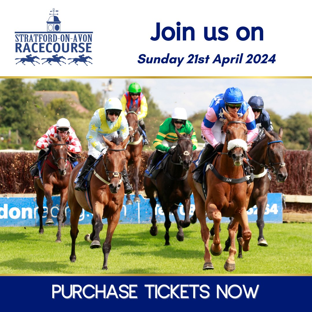 Our next fixture is Sunday 21stApril 2024 have you got the date in the diary?! Tickets can be purchased online at stratfordracecourse.net or pay on the gate. **First race at 1.10pm **Under 18’s are FREE