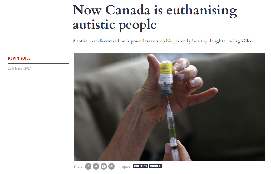 A man's healthy fingers were amputated as he has dysphoria, taxpayers to fund a man inserting a hole in his body to insert his penis into, a murderer is moved to a women's prison now he says he's a woman and euthanasia for autism. All real stories from the last few days in Canada