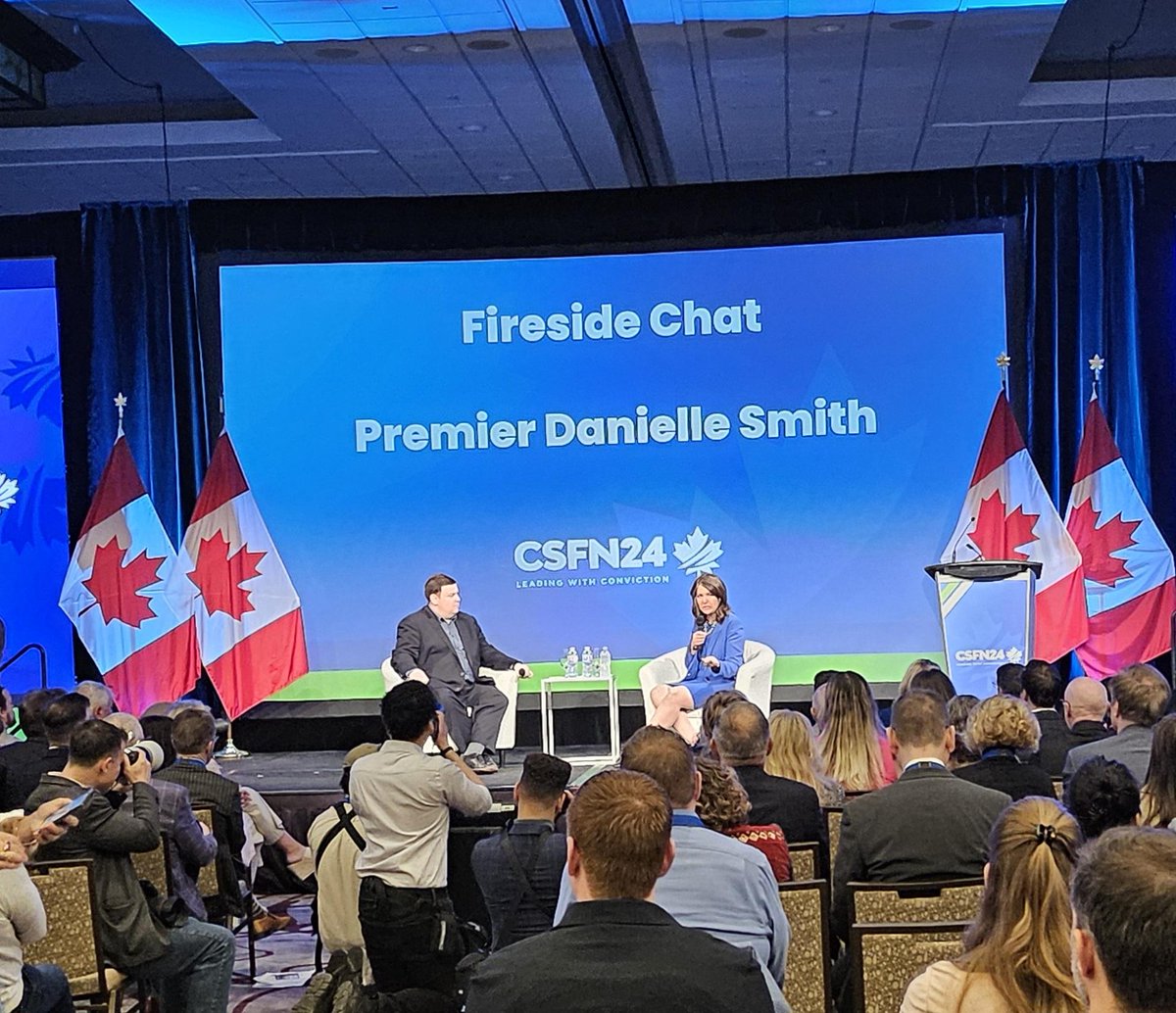 CdnStratGroup's tweet image. CSG Partner @MichaelLohner and VP, Government Relations @BrentKossey attended the @canstrongfree conference in Ottawa this week. They kicked off their day with Premier Smith's engaging fireside chat where she touched on her visionary plans for the future of Alberta. #CSFN24