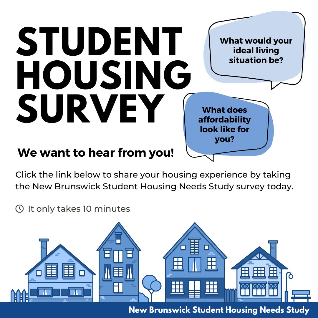We want YOUR voice! If you are a student in New Brunswick share your thoughts on housing needs in our communities here: bit.ly/49vrRPo