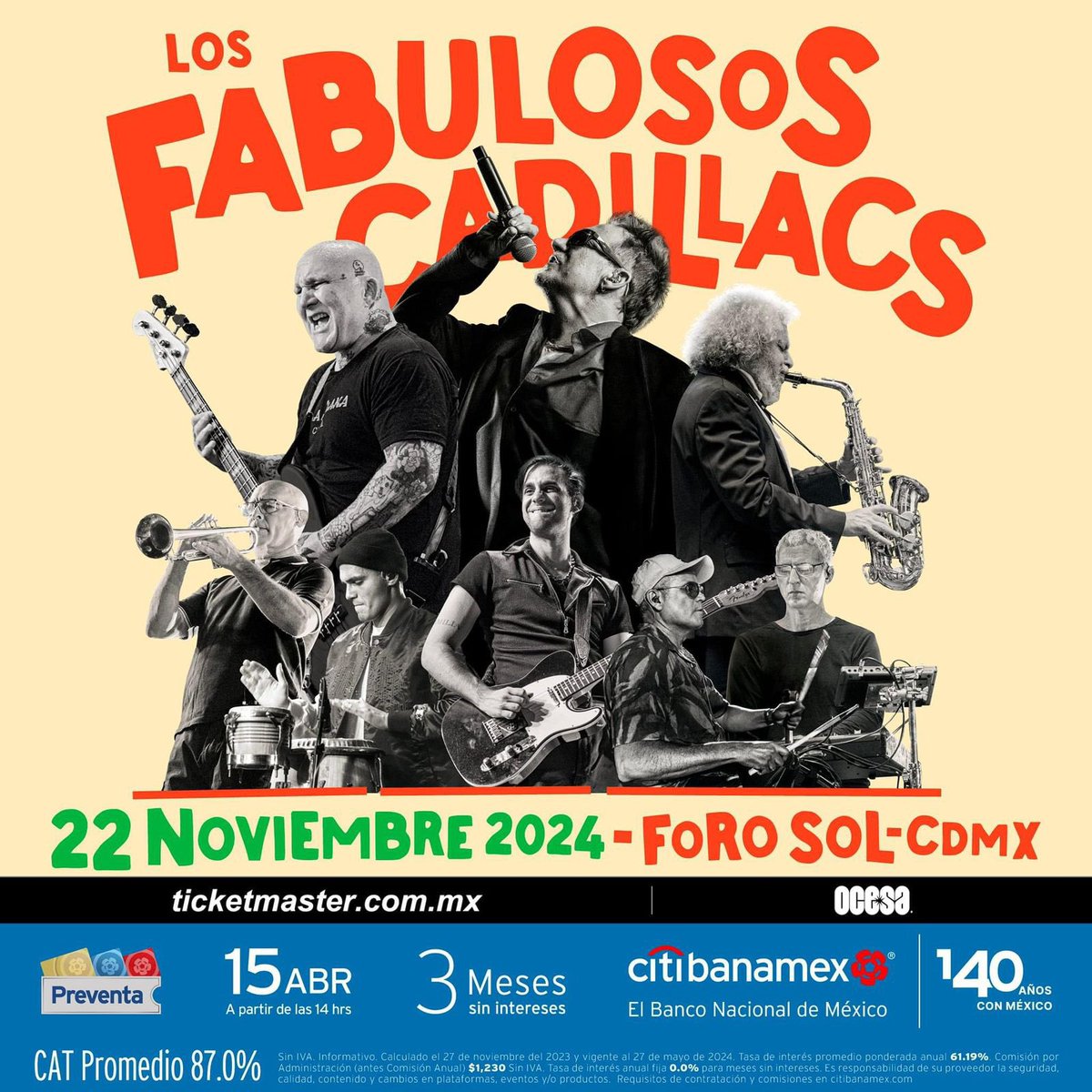 . @lfcoficial están de vuelta en el Foro Sol el 22 de noviembre.🔙🎤🎶

¿Qué esperan ver en este próximo concierto?👀

#fabulososcadillacs #forosol #estadiognp #conciertosmexico #conciertoscdmx