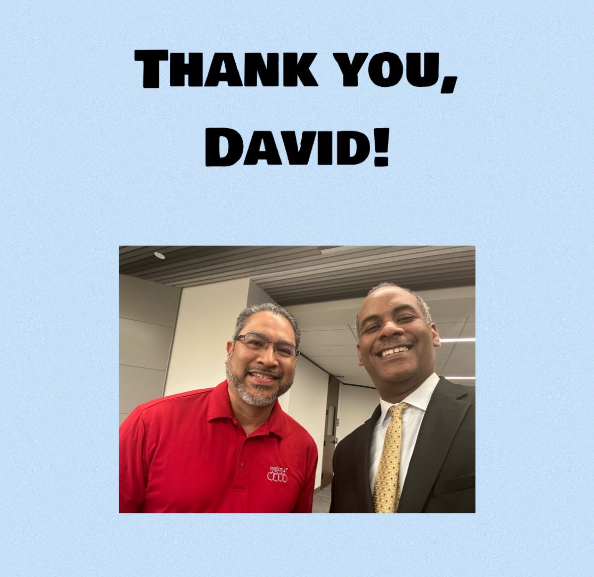 Thank you, David Del Toro, for being the consummate professional that you are every day! It was a joy to work with you on a project today for our upcoming Region 4 Assistant Principal Conference! #R4APConf