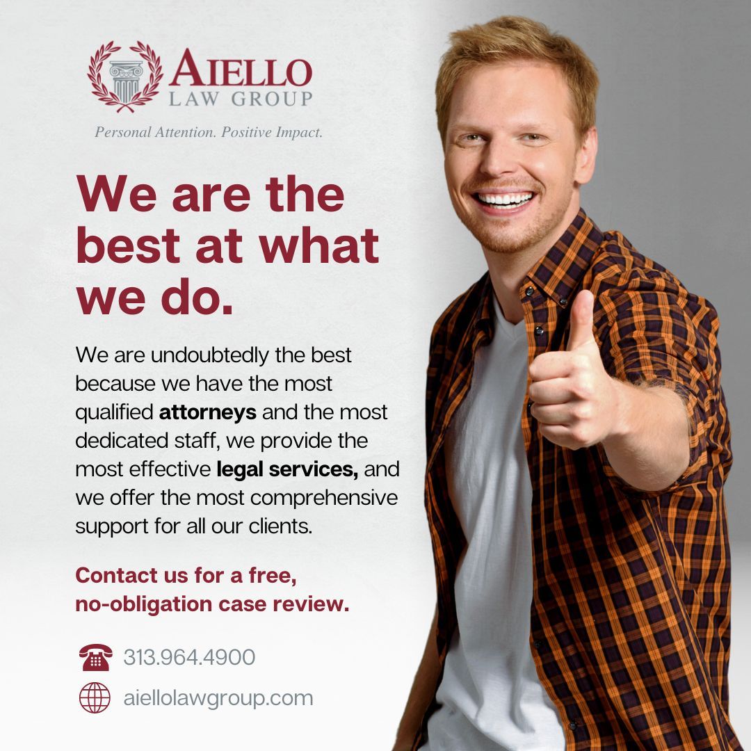 We are undoubtedly the best because we have the most qualified attorneys and the most dedicated staff, we provide the most effective legal services, and we offer the most comprehensive support for all our clients.

🔗bit.ly/3PmfhuB
.
.
.
#aiellolawgroup #attorneysdetroit