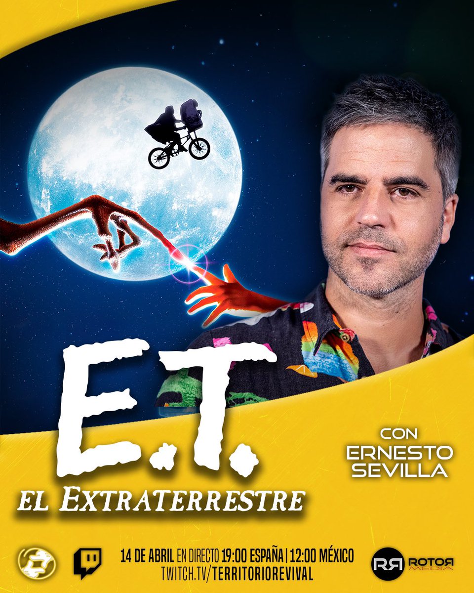 Este domingo en Territorio Revival…

E.T. CON ERNESTO SEVILLA 👽💫

¡Te esperamos el domingo a las 19:00 (hora española) en directo en Twitch! 💛