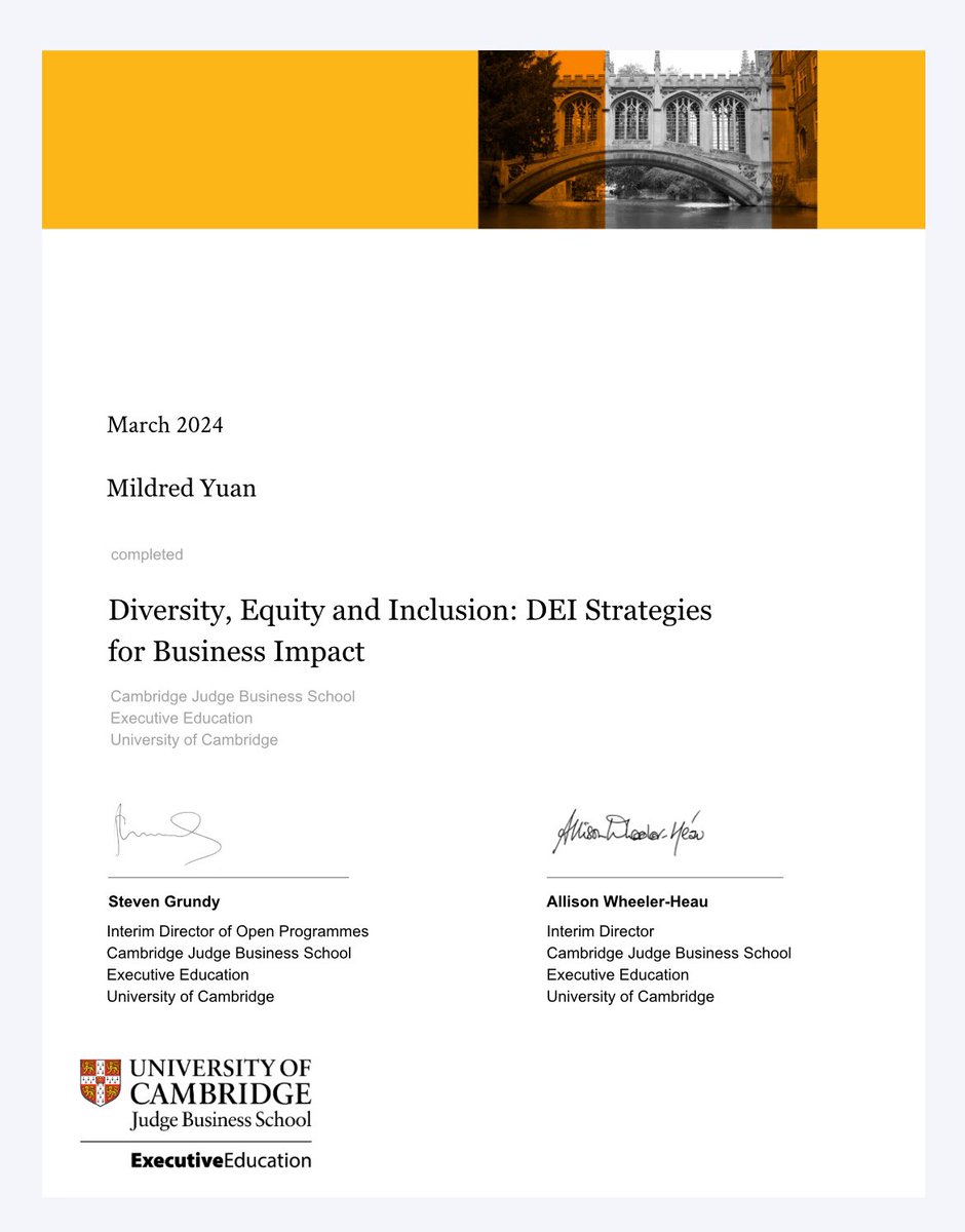 I passed! 🥳 It’s been marvellous starting out this year being a part of the DEI Strategies for Business Impact course @CambridgeJBS. I’m really looking forward to putting my knowledge to good use and changing the world 🌍 for good. #edit #dei #diversity #diversityandinclusion