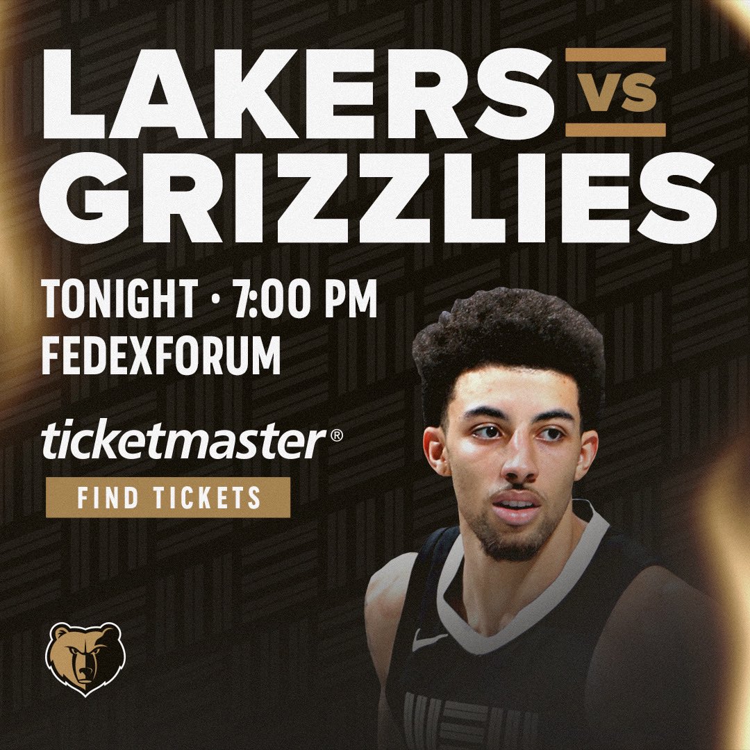 81. 📺 @GrizzOnBally 📻 @929espn ⏰ 7pm 🆚 @Lakers 🎟️ ticketmaster.com/memphis-grizzl…