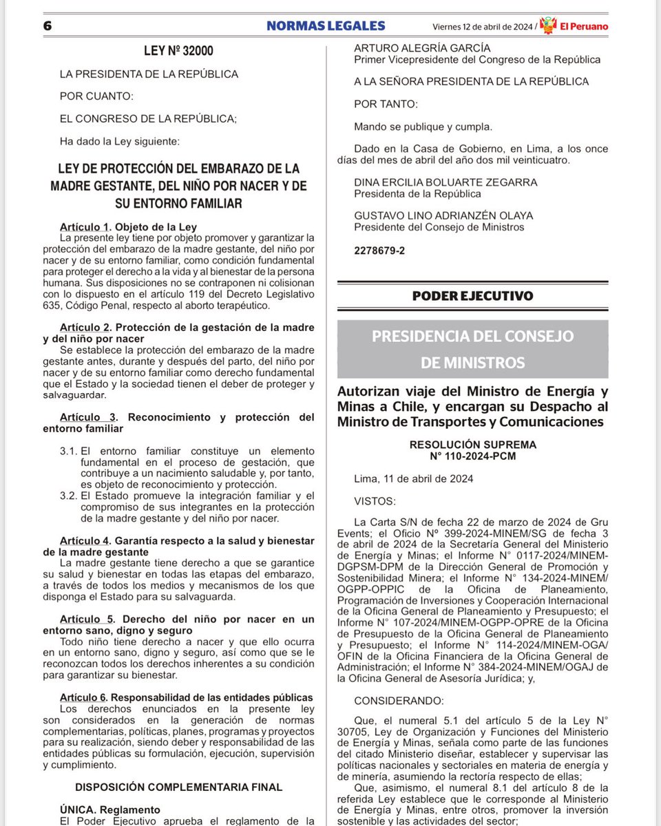 [#SiALaVida] Ley de protección a la madre gestante, del niño por nacer y de su entorno familiar - <a href="/DiarioElPeruano/">Diario El Peruano</a>