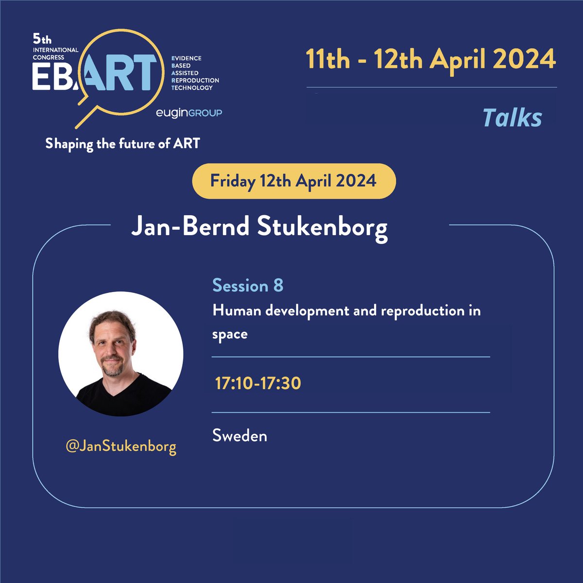 Dr. @JanStukenborg is giving the final talk of this edition of #EBART2024. He is presenting a special and fascinating topic titled 'Human development and reproduction in space' 🪐 Thank you once again for your contribution, Dr. Stukenborg!'🙏🏼‼️