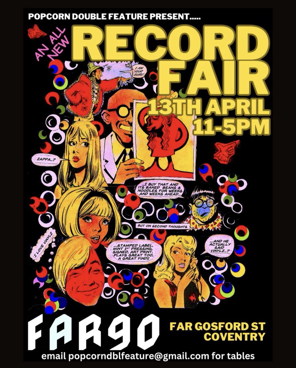 Tomorrow @FargoVillage PopCorn Record Fair, open from 11 -5 #Vinyl heaven #Coventry #vinylrecords #music fargovillage.co.uk/events/popcorn…
