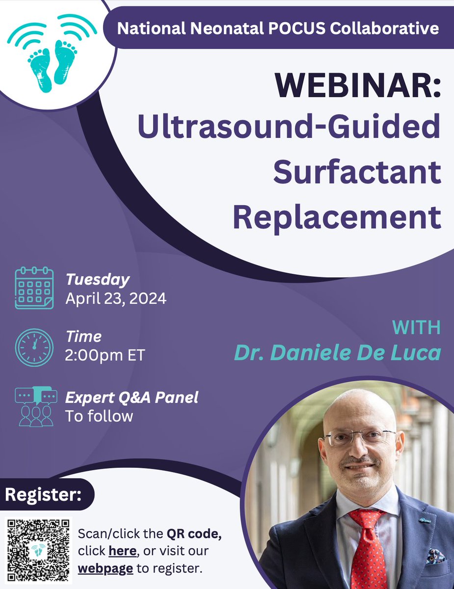 Last month we learned about the basics of LUS with Dr. Yousef. Next up, we are thrilled to learn from Dr. De Luca 🤩 regarding RDS and the use of 🫁 LUS to guide surfactant administration. Don't forget to register!