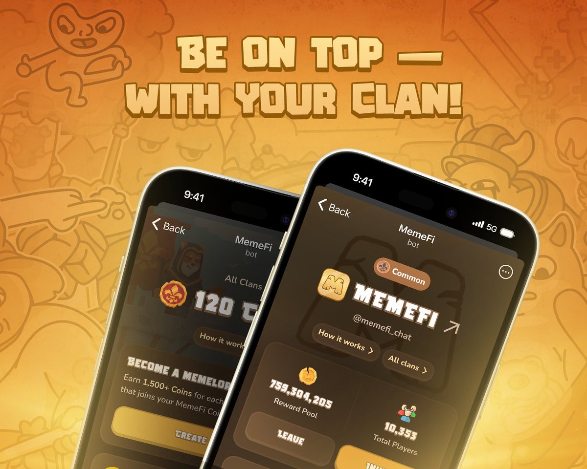 NEW TELEGRAM GAME FEATURE IS OUT: CLANS ⚔️ Be on top together with you community! ✔️Get coins together ✔️Top the leaderboard ✔️Receive huge coin prizes as a clan leader Join & create a clan in the MemeFi Coin bot: 👉t.me/memefi_coin_bot