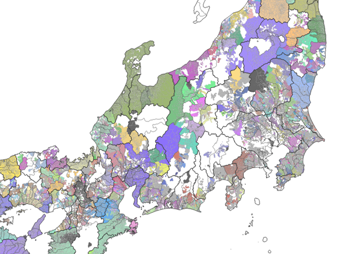 幕末期の近世村領域データを公開しました。 github.com/yaoyue00085856… 旧高旧領取調帳と農業集落境界データから推定した幕末期の近世村位置データおよび領域データです。 今いる場所が江戸時代はどこの村だったのか、どこの藩だったのかがわかります。