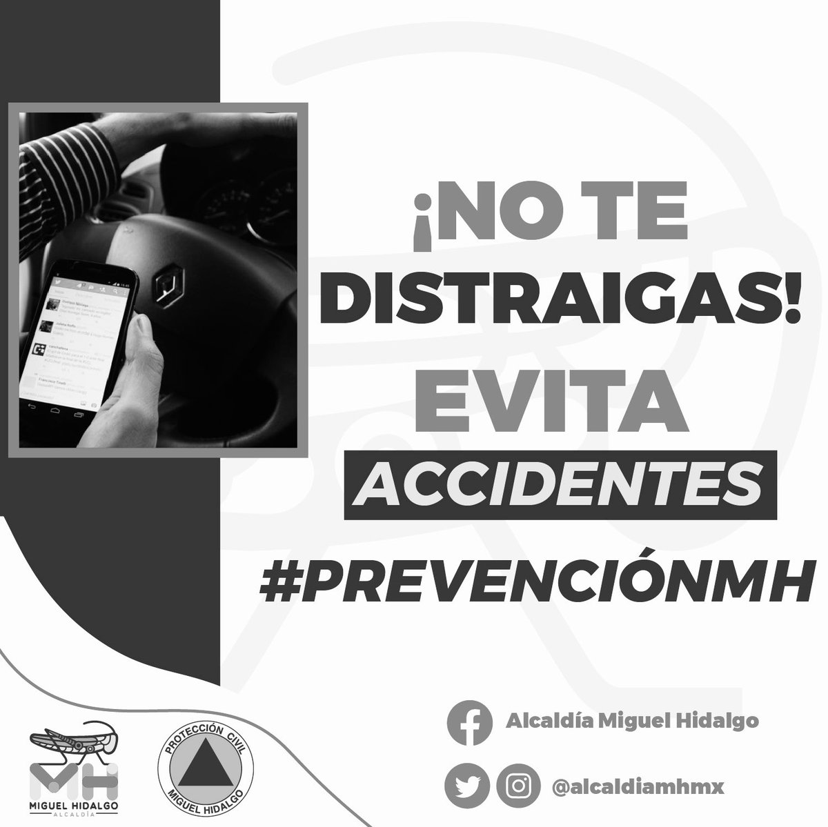 ¿De verdad crees que no pasa nada? Quitar la mirada del camino al manejar por revisar tu celular tan sólo cinco segundos, puede marcar la diferencia entre la vida y la muerte.📵 ¡Evita accidentes! #PrevenciónMH⚠️