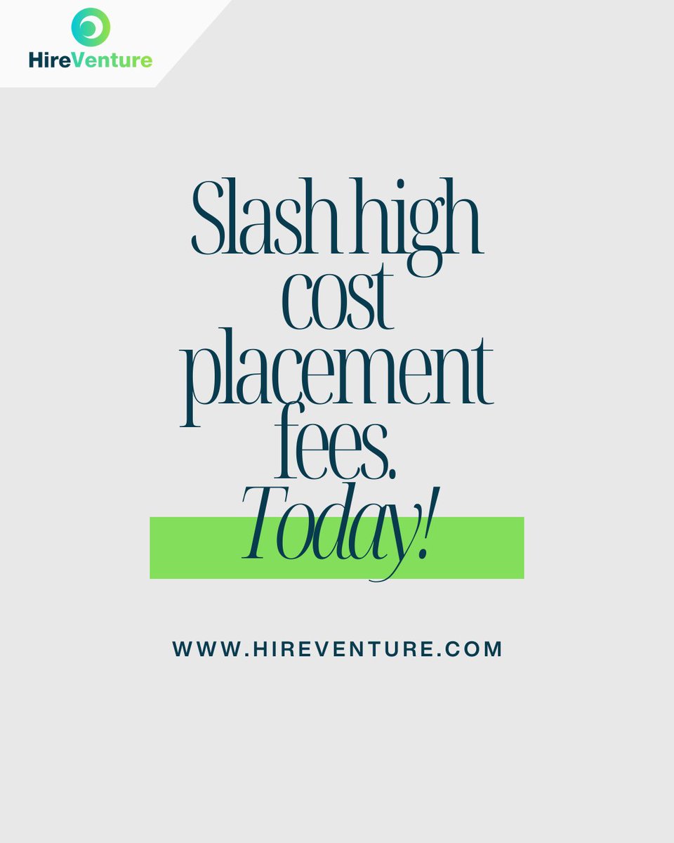 hire_venture's tweet photo. Slash high-cost placement fees and elevate your hiring strategy with HireVenture today! Don't miss out on top talent because of high fees.
https://t.co/fY6al4RakP
#HireVenture #TalentScouts #StaffingExperts #FlexiblePayment #TopTalent #PlacementFees #SlashHighCosts https://t.co/6d1uMj4Hu6