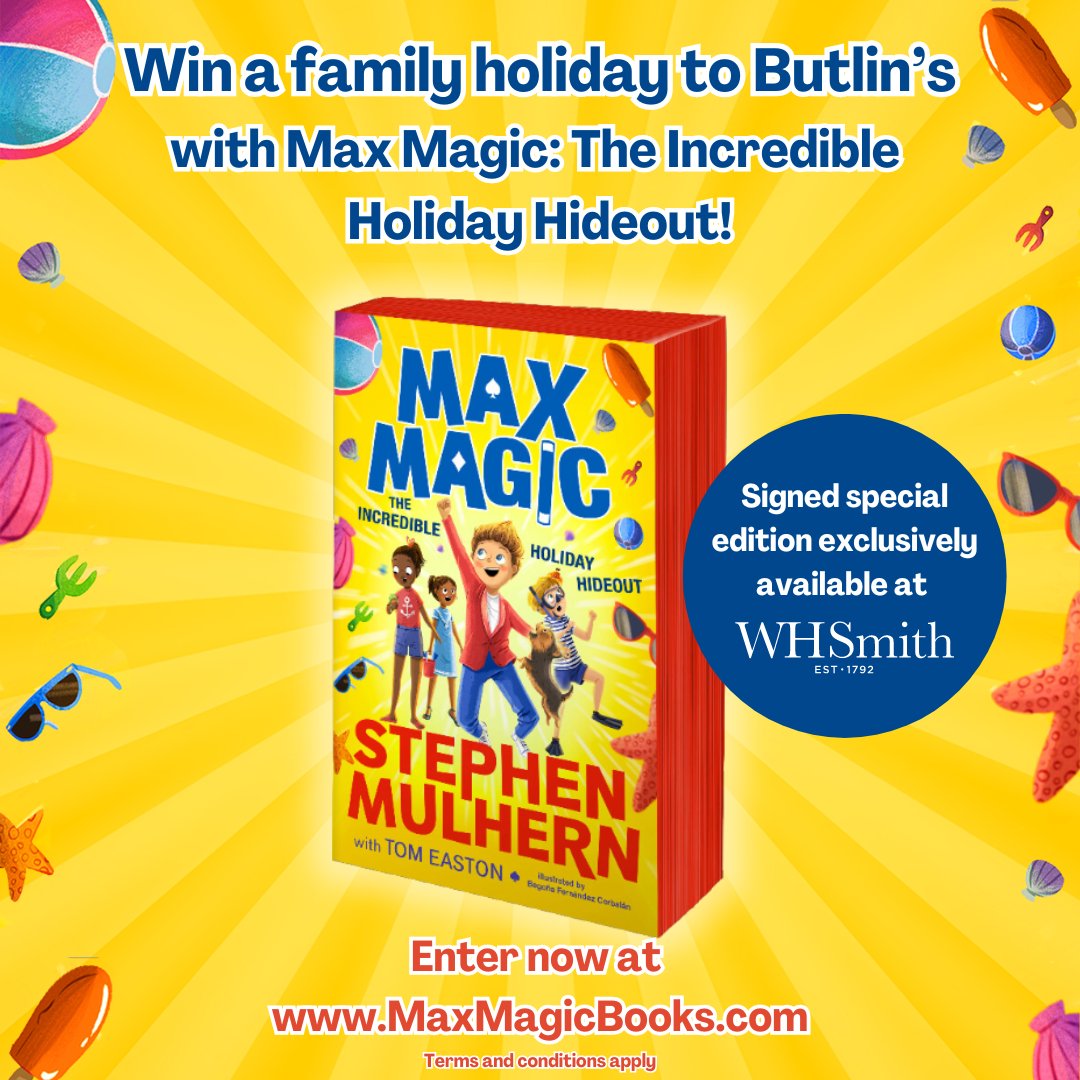 ☀️ Win a family holiday to <a href="/Butlins/">Butlin's</a> with #MaxMagic3! ☀️ 

To celebrate the latest book in the bestselling series by <a href="/StephenMulhern/">Stephen Mulhern</a> &amp; <a href="/TomEaston/">Tom Easton</a>, illustrated by Begoña Fernández Corbalán, we're offering a fun-filled summer holiday!

Enter now at maxmagicbooks.com ⛱️