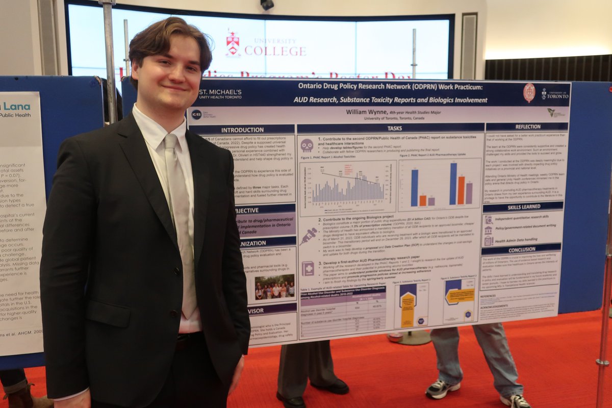 Congratulations @William_Wynne_ for presenting his research at 'Health Studies Poster Day,' a platform where students showcase their academic endeavors and work practicum experiences! @UofT