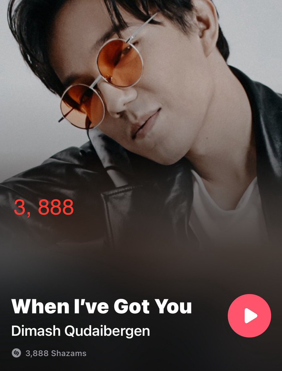 @DiDearsHispanos @dimash_official 12 abril 2024
WHEN I’VE GOT YOU
3, 888 Shazams 

 THE KAZAKH SUPERSTAR     #DimashOnShazam   #DimashQudaibergen