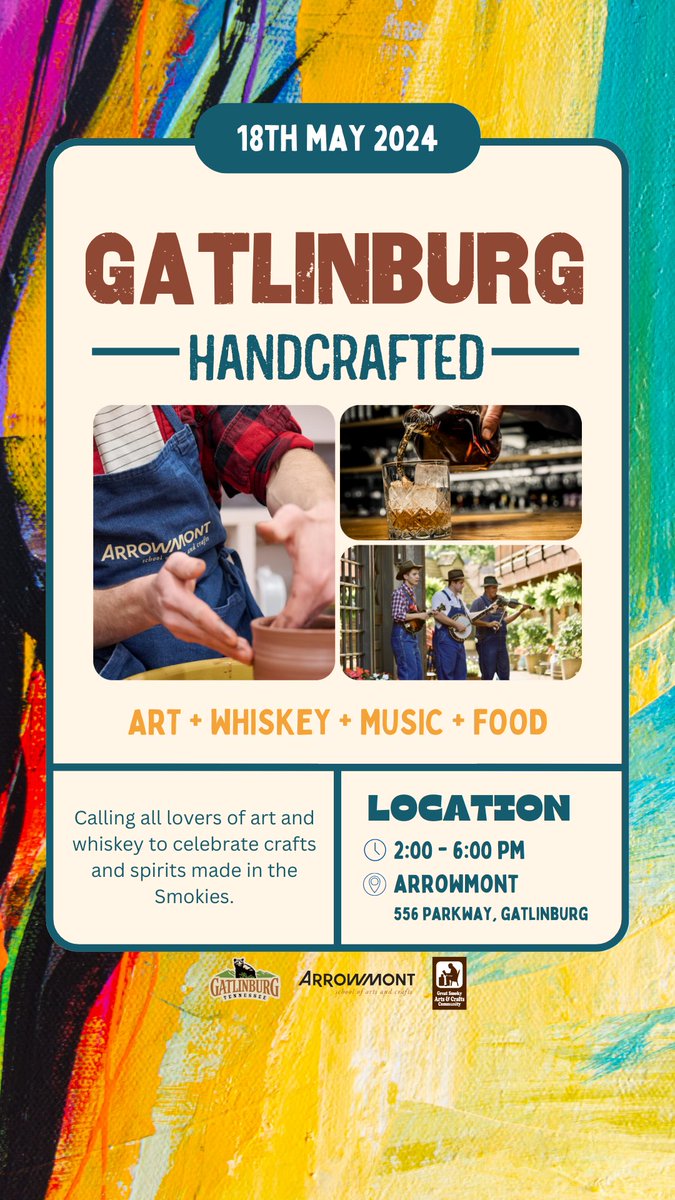 Calling all lovers of art and whiskey to the first-ever Gatlinburg Handcrafted on May 18 at @Arrowmont! Get tickets here: bit.ly/3VvS3Gj