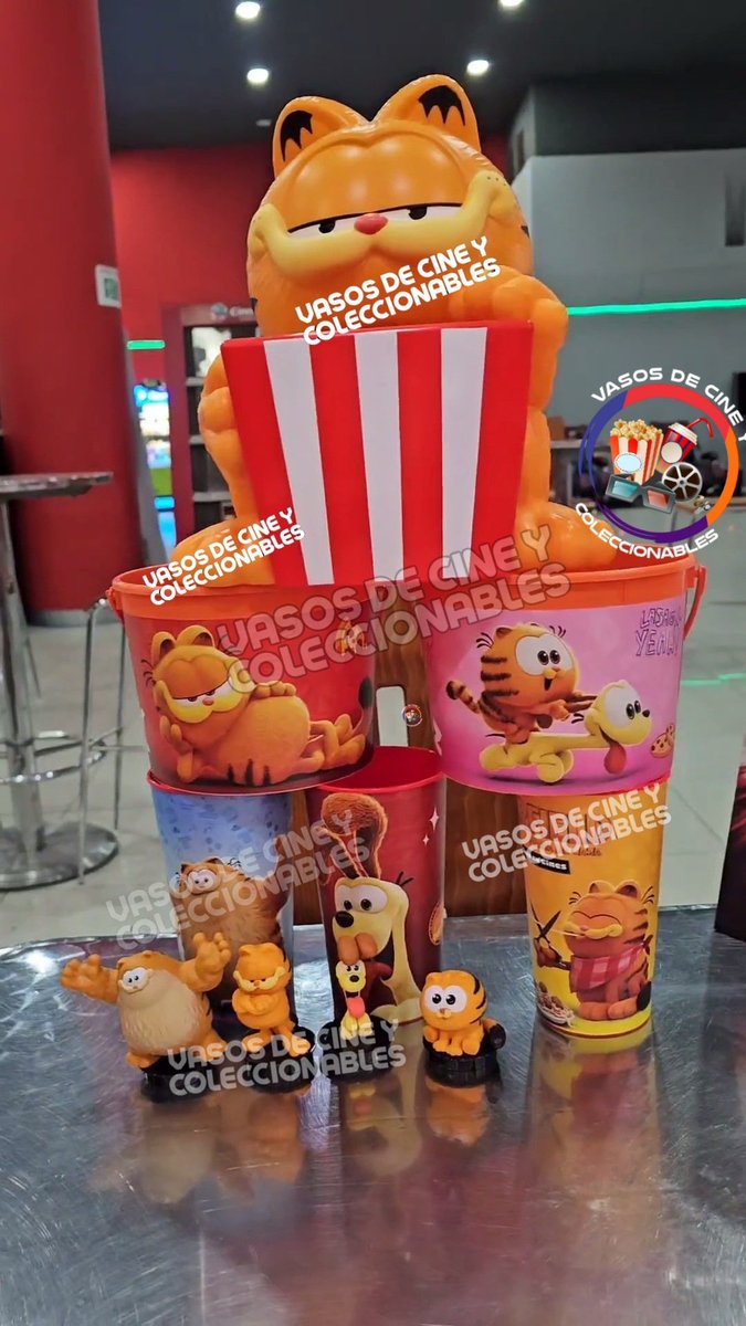 Todos los coleccionables de #garfieldfueradecasa que vendera #cinemex #garfield aun no hay precios ni fecha de venta 
#popcornbucket #moviecup